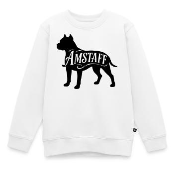 American Staffordshire Bully Dogge Bulldog terrier - Kinder Premium Organic Sweatshirt - Weiß - Vorne - AI Model Kid Male (0cm)