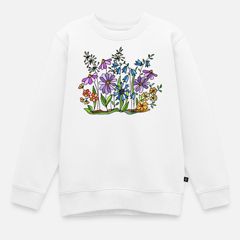 Blumen - Kinder Premium Organic Sweatshirt - Weiß