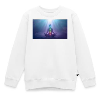 Chakra Meditation Lichtstrahlen Yoga - Kinder Premium Organic Sweatshirt - Weiß - Vorne - AI Model Kid Male (0cm)