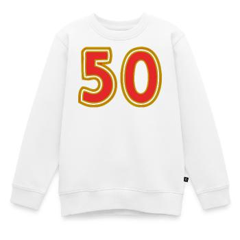 50. 50 ANS. 50e ANNIVERSAIRE. ANNIVERSAIRE 50 ANS. - Sweat Premium enfant bio - blanc - Devant - AI Model Kid Male (0cm)