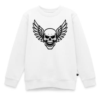 Crâne avec des ailes - Sweat Premium enfant bio - blanc - Devant - AI Model Kid Male (0cm)