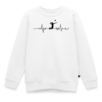 Herzschlag Volleyball – EKG Volleyballspieler - Kinder Premium Organic Sweatshirt - Weiß - Vorne - AI Model Kid Male (0cm)