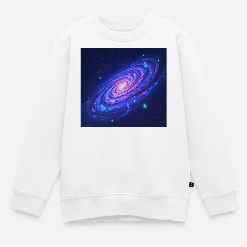 Néon Galaxy Spirale Cristaux - Sweat Premium enfant bio - blanc