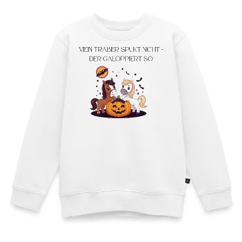 Halloween Traber Pferde Spruch Zitat - Kinder Premium Organic Sweatshirt - Weiß - Vorne - AI Model Kid Male (0cm)