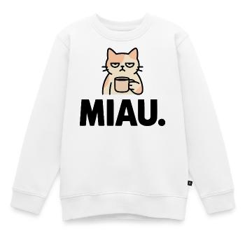 Miau Morgenmuffel - Kinder Premium Organic Sweatshirt - Weiß - Vorne - AI Model Kid Male (0cm)