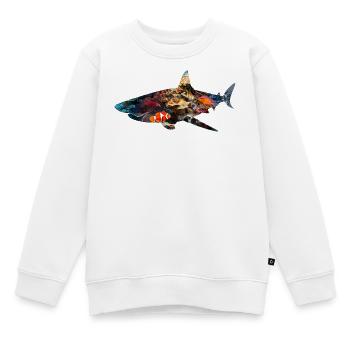 Korallenriff Hai-Fischsilhouette - Kinder Premium Organic Sweatshirt - Weiß - Vorne - AI Model Kid Male (0cm)