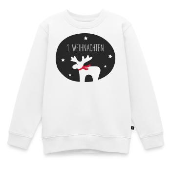 Rentier Silhouette mit rotem Schal - Kinder Premium Organic Sweatshirt - Weiß - Vorne - AI Model Kid Male (0cm)