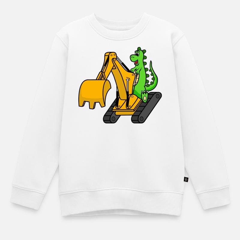 Dino Bagger Dinosaurier - Kinder Premium Organic Sweatshirt - Weiß