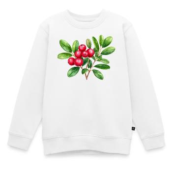 Lingonberry – aquarelle botanique - Sweat Premium enfant bio - blanc - Devant - AI Model Kid Male (0cm)