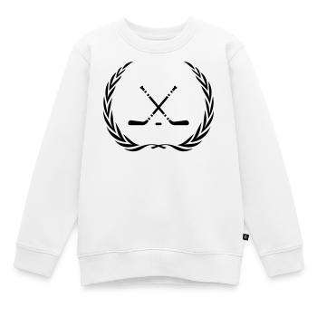 Couronne de bâton de hockey sur glace - Sweat Premium enfant bio - blanc - Devant - AI Model Kid Male (0cm)