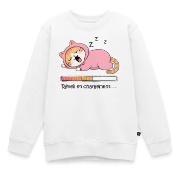 Aufladen des Katzenweckers - Kinder Premium Organic Sweatshirt - Weiß - Vorne - AI Model Kid Male (0cm)
