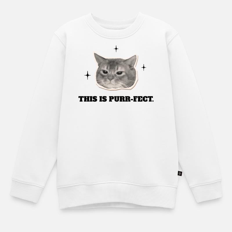 Le Chat Ronron-parfait - Sweat Premium enfant bio - blanc