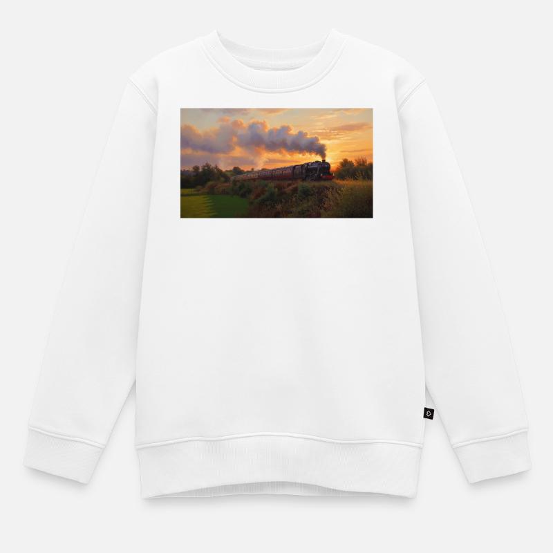 Sunset Steam Train - Kinder Premium Organic Sweatshirt - Weiß