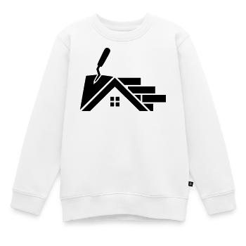 Logo Maurer avec contour de maison, truelle et briques - Sweat Premium enfant bio - blanc - Devant - AI Model Kid Male (0cm)