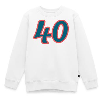 40. 40 ANS. 40e ANNIVERSAIRE. ANNIVERSAIRE 40 ANS. - Sweat Premium enfant bio - blanc - Devant - AI Model Kid Male (0cm)