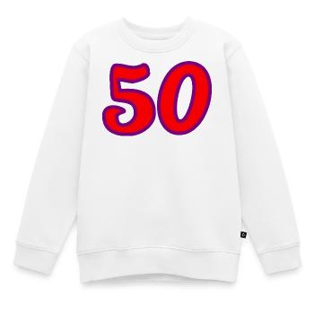 50. 50 ANS. 50e ANNIVERSAIRE. ANNIVERSAIRE 50 ANS. - Sweat Premium enfant bio - blanc - Devant - AI Model Kid Male (0cm)