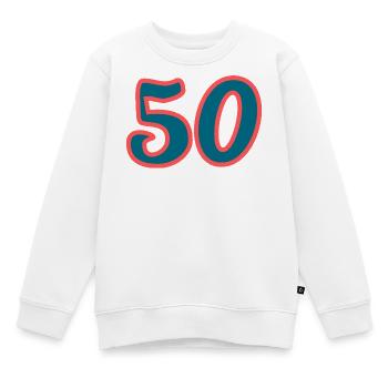 50. 50 ANS. 50e ANNIVERSAIRE. ANNIVERSAIRE 50 ANS. - Sweat Premium enfant bio - blanc - Devant - AI Model Kid Male (0cm)