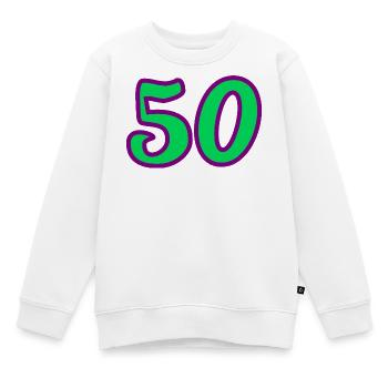 50. 50 ANS. 50e ANNIVERSAIRE. ANNIVERSAIRE 50 ANS. - Sweat Premium enfant bio - blanc - Devant - AI Model Kid Male (0cm)