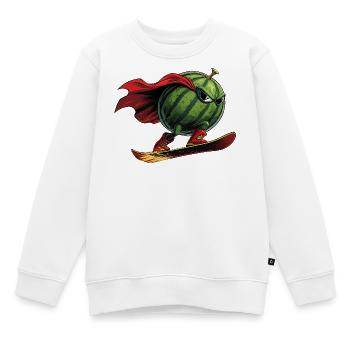 Superheld Wassermelone Auf Snowboard Action - Kinder Premium Organic Sweatshirt - Weiß - Vorne - AI Model Kid Male (0cm)