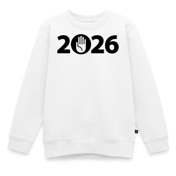 Stop, Hallo, Achtung 2026 - Kinder Premium Organic Sweatshirt - Weiß - Vorne - AI Model Kid Male (0cm)