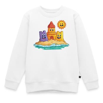 Funny sandpit castle with sun - Kids Premium Organic Sweatshirt - white - Front - AI Model Kid Male (0cm)