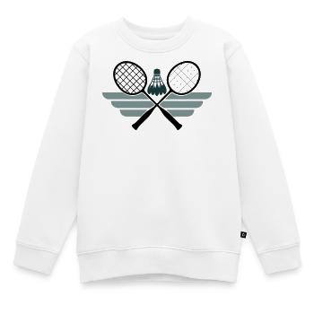 Badminton Emblem – Gekreuzte Schläger & Federball - Kinder Premium Organic Sweatshirt - Weiß - Vorne - AI Model Kid Male (0cm)