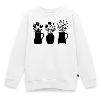 Drei Vasen mit Blumen – Frühlingsmotiv - Kinder Premium Organic Sweatshirt - Weiß - Vorne - AI Model Kid Male (0cm)