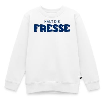 Halt die Fresse - Cooler Spruch - Kinder Premium Organic Sweatshirt - Weiß - Vorne - AI Model Kid Male (0cm)