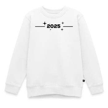 2025 - Jahr - Linie - Jahreswechsel - Kinder Premium Organic Sweatshirt - Weiß - Vorne - AI Model Kid Male (0cm)