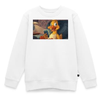 Ente am Smartphone - Kinder Premium Organic Sweatshirt - Weiß - Vorne - AI Model Kid Male (0cm)