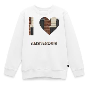 T-shirt emblème cœur en brique d’Amsterdam - Sweat Premium enfant bio - blanc - Devant - AI Model Kid Male (0cm)