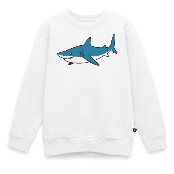 Blauer Cartoonhai – Küstenfreund - Kinder Premium Organic Sweatshirt - Weiß - Vorne - AI Model Kid Male (0cm)