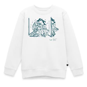 Japanische Liebende hinter der Leinwand – das habe ich gesehen. - Kinder Premium Organic Sweatshirt - Weiß - Vorne - AI Model Kid Male (0cm)