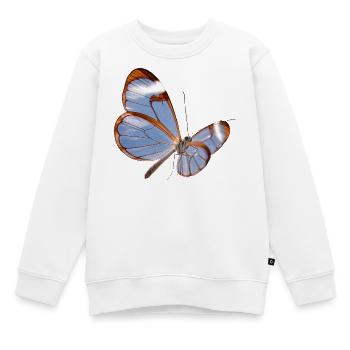 Conception transparente papillon Glasswing - Sweat Premium enfant bio - blanc - Devant - AI Model Kid Male (0cm)