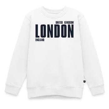 London Bold Typography Navy - Kinder Premium Organic Sweatshirt - Weiß - Vorne - AI Model Kid Male (0cm)