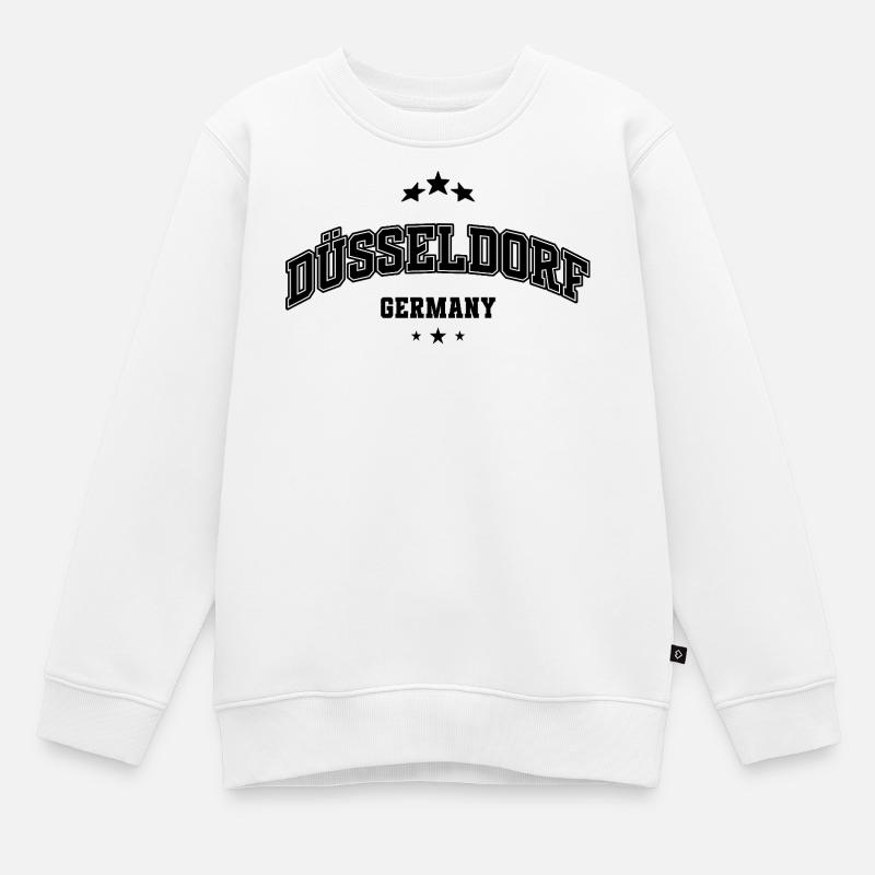 Lettrage de Düsseldorf – Typographie minimaliste - Sweat Premium enfant bio - blanc