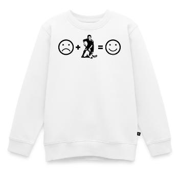 Kurz und klar Floorball - Kinder Premium Organic Sweatshirt - Weiß - Vorne - AI Model Kid Male (0cm)