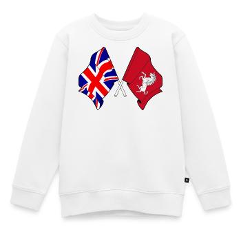 Kent-Flagge + Großbritannien-Flagge - Kinder Premium Organic Sweatshirt - Weiß - Vorne - AI Model Kid Male (0cm)