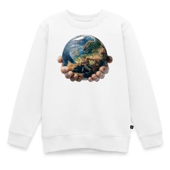 Erde in Händen: Globale Verantwortung - Kinder Premium Organic Sweatshirt - Weiß - Vorne - AI Model Kid Male (0cm)
