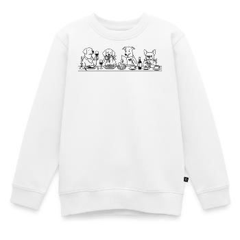 Dining Dogs Line Art - Kinder Premium Organic Sweatshirt - Weiß - Vorne - AI Model Kid Male (0cm)