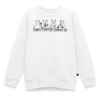 Dining Alpakas Line Art - Kinder Premium Organic Sweatshirt - Weiß - Vorne - AI Model Kid Male (0cm)