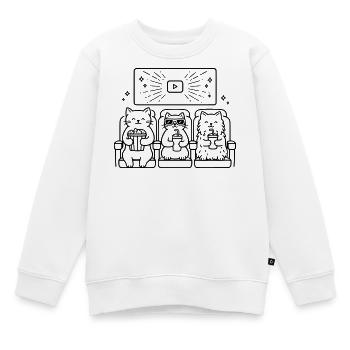 Katzen Kino Line Art - Kinder Premium Organic Sweatshirt - Weiß - Vorne - AI Model Kid Male (0cm)
