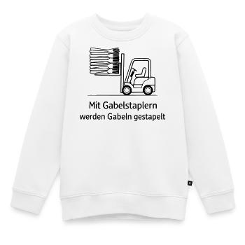 gabelstapler wortwitz gabel stapeln - Kinder Premium Organic Sweatshirt - Weiß - Vorne - AI Model Kid Male (0cm)