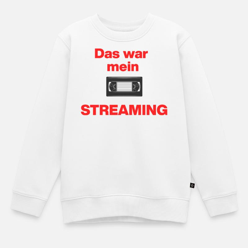 Das war Streaming, Videokasette früher, damals - Kinder Premium Organic Sweatshirt - Weiß