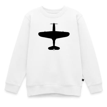 Top-Down Airplane Silhouette - Kids Premium Organic Sweatshirt - white - Front - AI Model Kid Male (0cm)