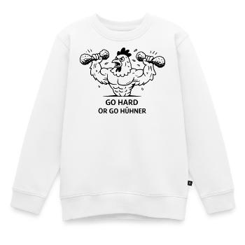 Pumpen Fitness Go Hard or go Hühner - Kinder Premium Organic Sweatshirt - Weiß - Vorne - AI Model Kid Male (0cm)