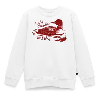 Stupid Canadian Wolf Bird Funny Loon Humor - Kinder Premium Organic Sweatshirt - Weiß - Vorne - AI Model Kid Male (0cm)