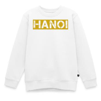 hanoi vintage text yellow  - Kinder Premium Organic Sweatshirt - Weiß - Vorne - AI Model Kid Male (0cm)