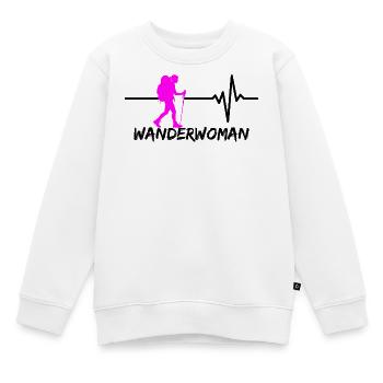 WANDERWOMAN – REINE DU SENTIER ! SOIF DE VOYAGER, RANDONNÉE - Sweat Premium enfant bio - blanc - Devant - AI Model Kid Male (0cm)