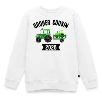 Annonce du bébé grossesse du grand cousin en 2026 - Sweat Premium enfant bio - blanc - Devant - AI Model Kid Male (0cm)